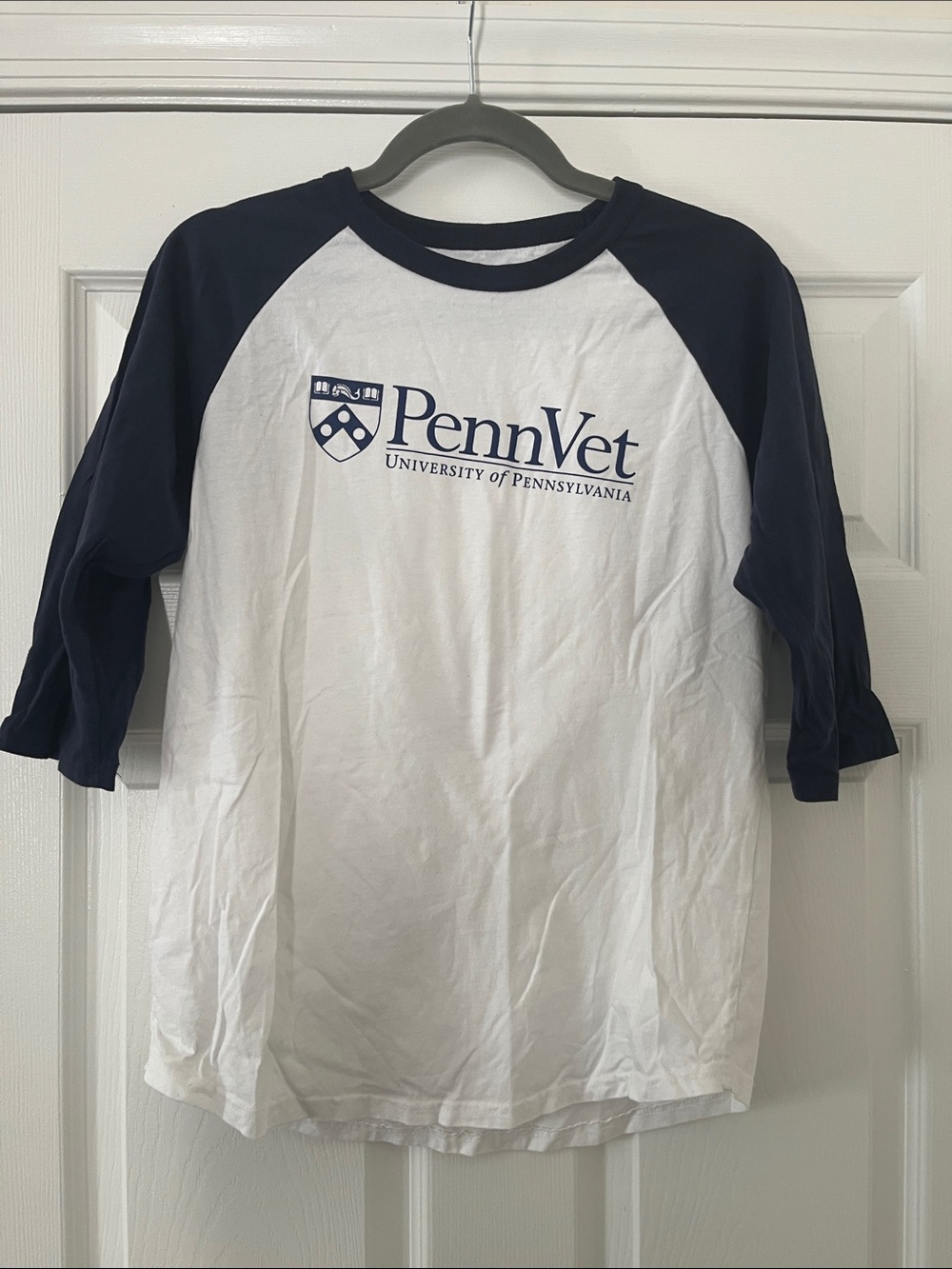 100% Cotton Blue and White UPenn Penn Vet Baseball Shirt